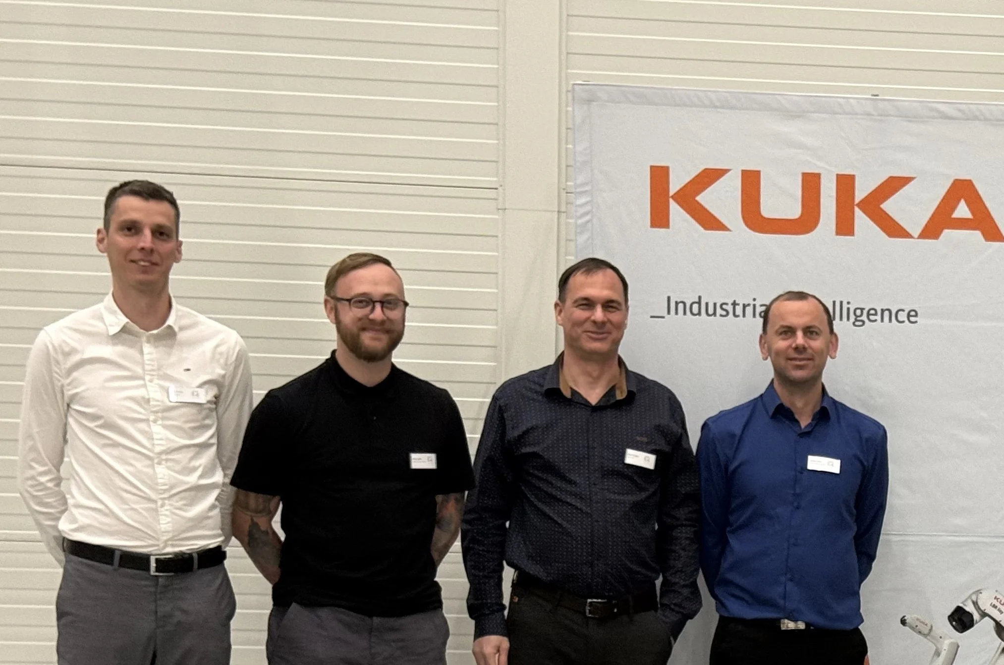 E4Solution's managing directors with the KUKA AMR System Partner certificate